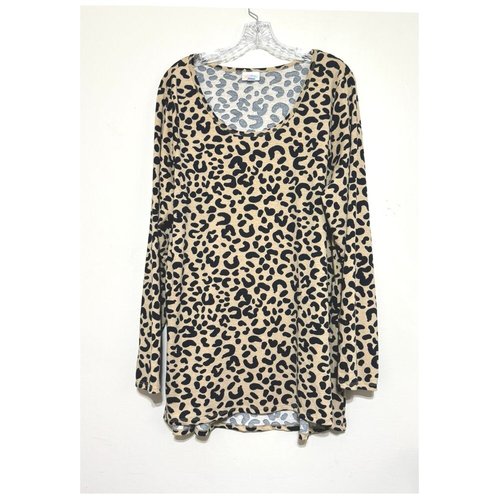 Lularoe Tunic Lynnae 2XL Animal Print Long Sleeve High-Low Hem Pullover Top